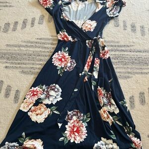 BCX Navy Floral Maxi Dress